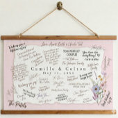 Rode wilde bloem bruiloft gast handtekening hangend wandkleed