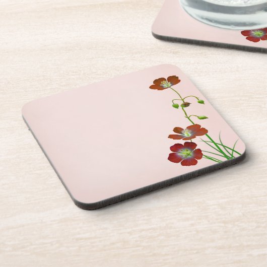 Rode wilde bloem drankjes onderzetter (Linkerzijde)