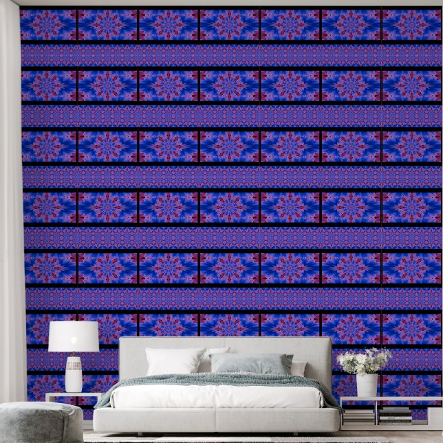Rode wilde bloem in het blauw 3 behang (Slaapkamer)
