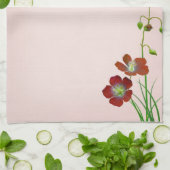 Rode wilde bloem theedoek (Gevouwen)