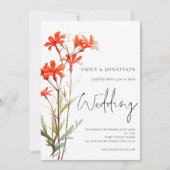 Rode Wilde Bloemen Elegant Script Sage Trouwen Kaart (Voorkant)