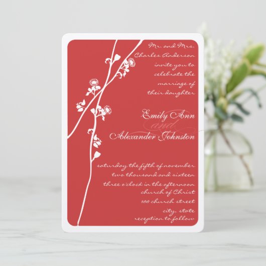 rode wilde bloemen kaart (Staand voorkant)