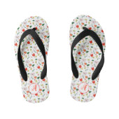 Rode wilde bloemen patroon meisje initiaal kinder teenslippers (Voetbed)