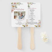 Rode Wilde Bloemen Rouwprogramma Set Vouwventilato Handwaaier (Voorkant en achterkant)