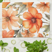 Rode Wilde Bloemen Watercolor Kunst Theedoek (Gevouwen)