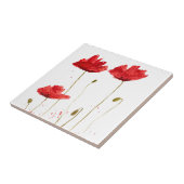 Rode wilde bloemen waterverf Kitchen Rustic Tegeltje (Zijkant)