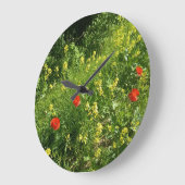 Rode Wilde Bloemenweide Wandklok (Hoek)