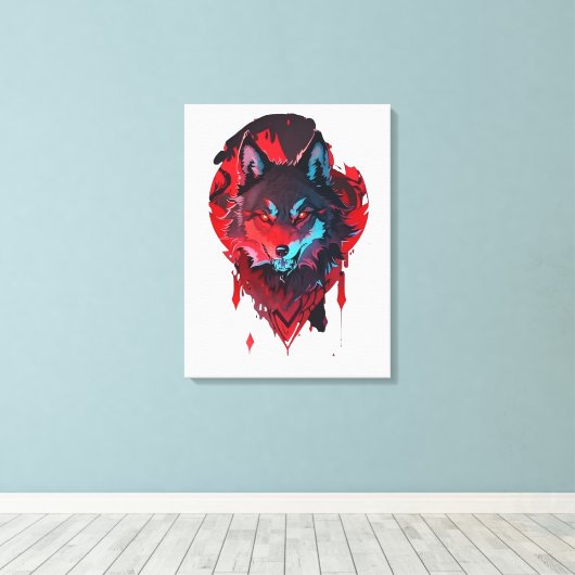 Rode Wildernis: De majestueuze wolf Canvas Afdruk (Insitu (Houten vloer))