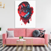 Rode Wildernis: De majestueuze wolf Canvas Afdruk (Insitu (Woonkamer))