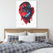 Rode Wildernis: De majestueuze wolf Canvas Afdruk (Insitu (Slaapkamer))