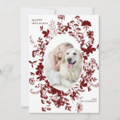 Rode Wildflower Silhouet Kerstmis Foto Feestdagenkaart (Voorkant)