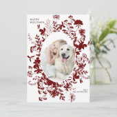 Rode Wildflower Silhouet Kerstmis Foto Feestdagenkaart (Staand voorkant)