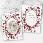 Rode Wildflower Silhouet Kerstmis Foto Feestdagenkaart<br><div class="desc">Deze elegante kerst | Holiday card beschikt over wilde bloemen silhouet als een ovaal lijst met een foto en extra tekst op de achterkant. Voor meer geavanceerde aanpassing van dit ontwerp,  klikt u op de BLUE DESIGN TOOL BUTTON hierboven!</div>