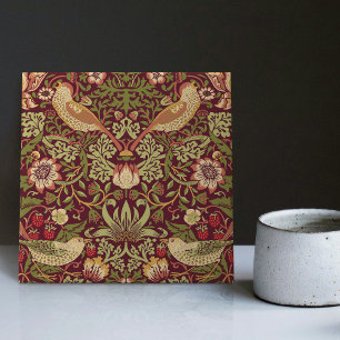 Rode William Morris Strawberry Thief Huisdecoratie Tegeltje