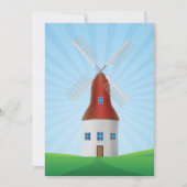 Rode windmolen op groene heuvels blauwe lucht kaart (Voorkant)