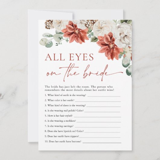 Rode Winter Alle Ogen Op De Bruid Bruidsspel Kaart (Voorkant)