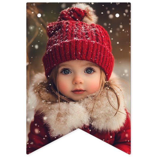 Rode Winter Beer & Sneeuwmannen Happy Birthday Vlaggetjes (Eerste vlag)