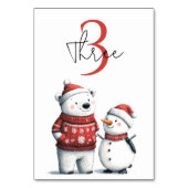 Rode Winter Beer & Sneeuwmannen | Winter Wonderlan Kaart (Achterkant)