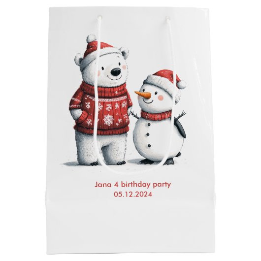 Rode Winter Beer & Sneeuwmannen | Winter Wonderlan Medium Cadeauzakje (Achterkant)