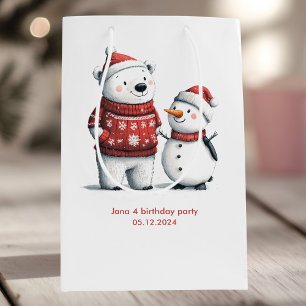 Rode Winter Beer & Sneeuwmannen   Winter Wonderlan Medium Cadeauzakje