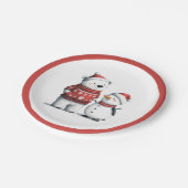 Rode Winter Beer & Sneeuwmannen | Winter Wonderlan Papieren Bordje (Gekanteld)