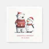 Rode Winter Beer & Sneeuwmannen | Winter Wonderlan Servet (Voorkant)