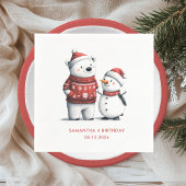 Rode Winter Beer & Sneeuwmannen | Winter Wonderlan Servet