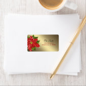 Rode Winter Bloem Kerstmis Adreslabel Etiket (Insitu)