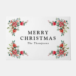 Rode winter bloemen vakantie deurmat