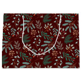 Rode Winter Botanische Patroon Groot Cadeauzakje (Voorkant)