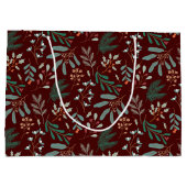 Rode Winter Botanische Patroon Groot Cadeauzakje (Achterkant)