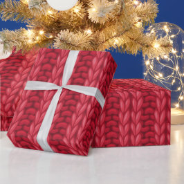 Rode Winter Breipat Wol Patroon Cadeaupapier
