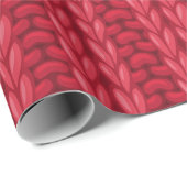 Rode Winter Breipat Wol Patroon Cadeaupapier (Rol Hoek)