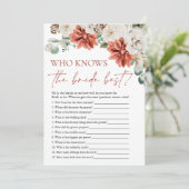 Rode winter die weet de bruid beste bruids spel kaart (Staand voorkant)