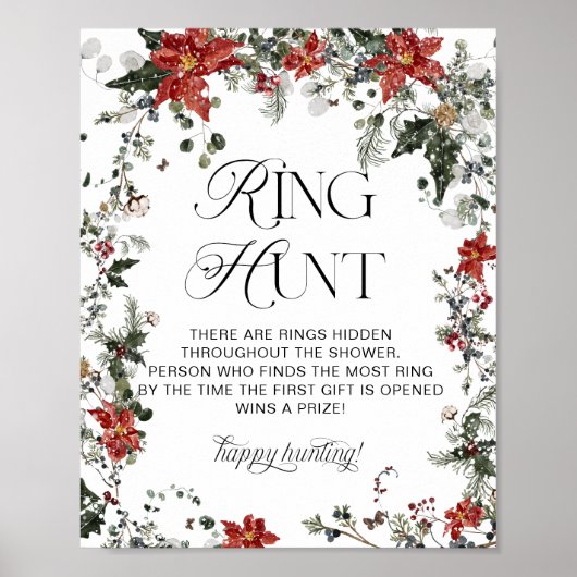 Rode Winter Evergreen Ring Hunt Vrijgezellenfeest Poster (Voorkant)
