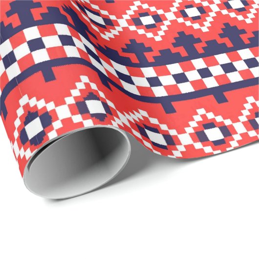 Rode Winter Fair Isle kerstcadeau Cadeaupapier (Rol Hoek)