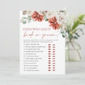 Rode Winter Guess Wie zei het Bruid of bruidegom s Kaart (Staand voorkant)