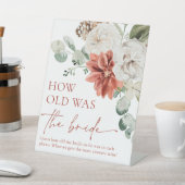 Rode Winter Hoe oud was de bruid douche spel teken Reclamebord Met Voetstuk (Insitu)
