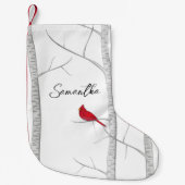 Rode Winter Kardinaal Gepersonaliseerde Kerst Kleine Kerstsok (Voorkant)