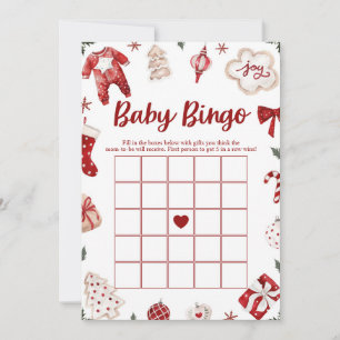 Rode Winter Kerst Baby Bingo Baby shower Spel Kaart