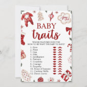 Rode Winter Kerst Baby shower Baby Traits Game Kaart (Voorkant)