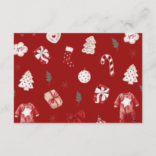 Rode Winter Kerst Baby shower Dank u kaart (Achterkant)