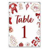 Rode Winter Kerst Baby shower Tafelnummer Kaart (Achterkant)