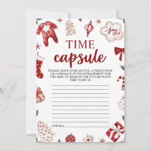Rode Winter Kerst Baby Shower Tijd Capsule Kaart