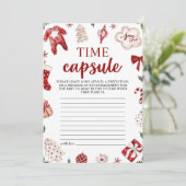 Rode Winter Kerst Baby shower Tijd Capsule Kaart (Staand voorkant)