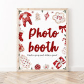 Rode Winter Kerst Foto Booth Baby shower Sign Poster