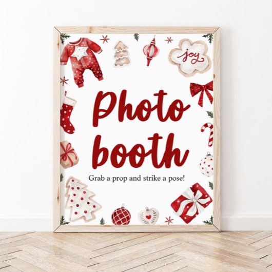 Rode Winter Kerst Foto Booth Baby shower Sign Poster