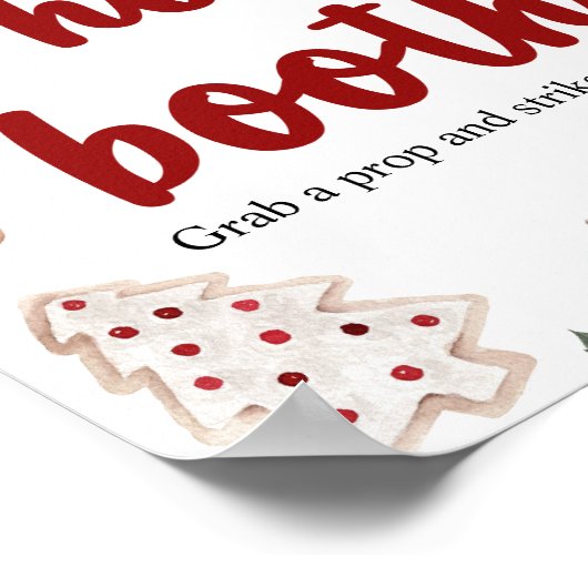 Rode Winter Kerst Foto Booth Baby shower Sign Poster (Hoek)