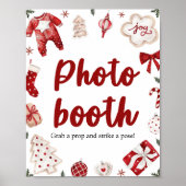 Rode Winter Kerst Foto Booth Baby shower Sign Poster (Voorkant)
