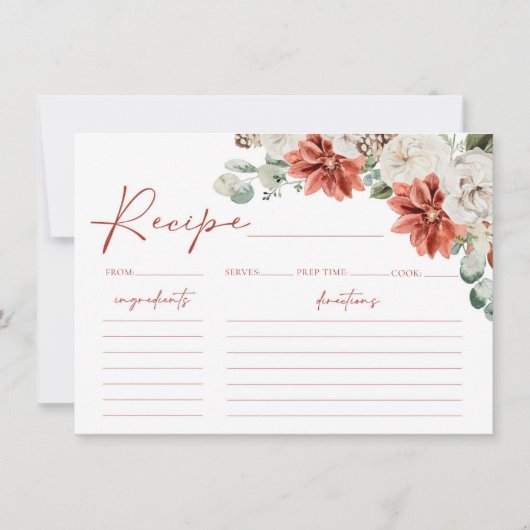 Rode Winter Kerst Vrijgezellenfeest Recept Kaart (Voorkant)